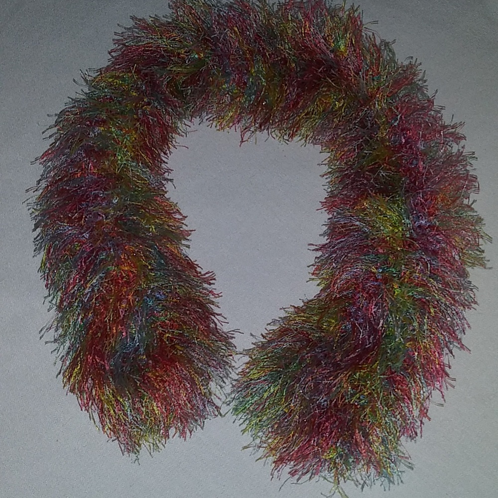 Homemade Scarf. Multi-colored Funfur. 30"x3"